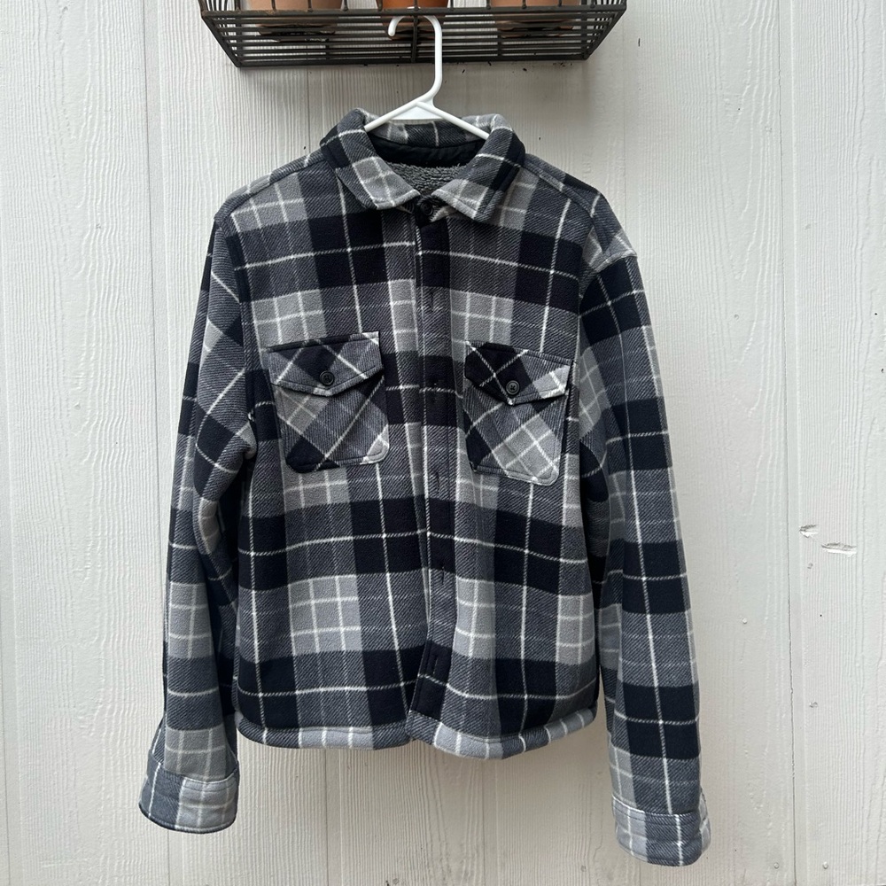 Men's Black and Gray Plaid Jacket